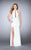 La Femme - Elegant Halter Beaded Cutout Long Evening Gown 23791 In White