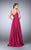 La Femme - Deep V Neck Illusion Lace Top Prom Gown 23802 in Pink