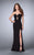 La Femme - Plunging Sweetheart Sculpted Long Evening Gown 23816 In Black