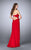 La Femme - Plunging Sweetheart Sculpted Long Evening Gown 23816 In Red