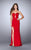 La Femme - Plunging Sweetheart Sculpted Long Evening Gown 23816 In Red