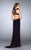 La Femme - Contoured Sweetheart Laced Sheath Long Evening Gown 23823 in Black