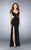 La Femme - Contoured Sweetheart Laced Sheath Long Evening Gown 23823 in Black