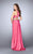 La Femme - Sassy Beaded Halter Neck Two-piece Jersey Gown 23828 In Pink