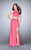La Femme - Sassy Beaded Halter Neck Two-piece Jersey Gown 23828 In Pink