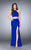 La Femme - Sassy Beaded Halter Neck Two-piece Jersey Gown 23828 In Blue