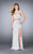 La Femme - Sassy Beaded Halter Neck Two-piece Jersey Gown 23828 In Silver