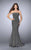 Strapless Fit and Flare Sparkly Jersey Gown 23834 In Gray