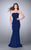 Strapless Fit and Flare Sparkly Jersey Gown 23834 In Blue