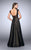 La Femme - Dotted Lace Open Back Long Prom Dress 23837  In Black