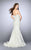 La Femme - Strapless Sweetheart White And Gold Lace Mermaid Gown 23840 In White and Gold