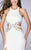 La Femme - Grommet-Studded Sultry Long Evening Gown with Side Slit 23841 In White