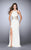 La Femme - Grommet-Studded Sultry Long Evening Gown with Side Slit 23841 In White
