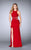 La Femme - Grommet-Studded Sultry Long Evening Gown with Side Slit 23841 In Red
