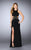 La Femme - Grommet-Studded Sultry Long Evening Gown with Side Slit 23841 In Black