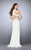 La Femme - Grommet-Studded Sultry Long Evening Gown with Side Slit 23841 In White