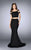 La Femme - Sparking Strappy Off-Shoulder Two-piece Jersey Mermaid Dress 23856 In Black