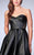 La Femme - Impeccable Leather Corset Short Cocktail Dress 23871 in Black