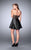 La Femme - Impeccable Leather Corset Short Cocktail Dress 23871 in Black