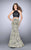 Luminous Floral Halter Crop Top Mermaid Evening Gown 23872