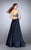 La Femme - Delicate Deep Sweetheart Illusion A-Line Long Evening Gown 23881 In Navy