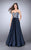 La Femme - Delicate Deep Sweetheart Illusion A-Line Long Evening Gown 23881 In Navy