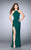 La Femme - Halter Neck Jersey Gown in Green