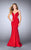 La Femme - Beaded Cutout Strappy Open Back Prom Dress 23887 in Red