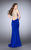 La Femme - Beaded Cutout Strappy Open Back Prom Dress 23887 in Blue