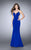La Femme - Beaded Cutout Strappy Open Back Prom Dress 23887 in Blue