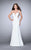 La Femme - Beaded Cutout Strappy Open Back Prom Dress 23887 in White