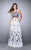La Femme - Floral Embroidered Two-Piece Long Evening Gown 23919 In Blue and White