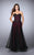 La Femme - Lavish Bead Crusted Sweetheart Tulle Long Evening Gown 23920 In Black and Red