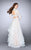La Femme - Romantic Lace High Illusion Tiered Long Evening Gown 23924 In White