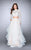 La Femme - Romantic Lace High Illusion Tiered Long Evening Gown 23924 In White