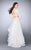 La Femme - Romantic Lace High Illusion Tiered Long Evening Gown 23924 In White
