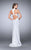 Lavish Jewel Lace on Silver Lining Long Evening Gown 23930