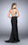 Sleeveless Halter Neck Hour Glass Illusion Jersey Prom Dress 23931 In Black