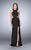 La Femme - 23931 Sleeveless Halter Neck Hour Glass Illusion Jersey Prom Dress in Black