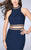 Two Piece Halterneck Crop Top  and Mermaid Skirt Prom Dress 23932 In Blue