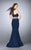 Two Piece Halterneck Crop Top  and Mermaid Skirt Prom Dress 23932 In Blue