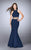 Two Piece Halterneck Crop Top  and Mermaid Skirt Prom Dress 23932 In Blue