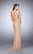 La Femme - Sparkling Crystal Beaded Halter Long Prom Dress 23950 in Neutral