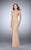 La Femme - Sparkling Crystal Beaded Halter Long Prom Dress 23950 in Neutral