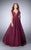 La Femme - Majestic Lace Deep Sweetheart Long Evening Gown 23964 In Red