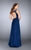 La Femme - Majestic Lace Deep Sweetheart Long Evening Gown 23964 In Blue
