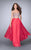 La Femme - Two-Piece Crystal Sweetheart Crisscross Long Evening Gown 23966 In Pink