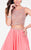 Terani Couture - Alluring Crystal Beaded Bateau Neck Two-Piece Chiffon A-line Dress 1711P2130 In Pink