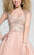 Terani Couture - Gorgeous Embellished Queen Anne Neck Short A-line Dress 1711P2230 In Pink