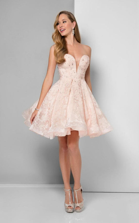Terani Couture - Crystallized Sweetheart Babydoll Dress 1711P2253 In Pink